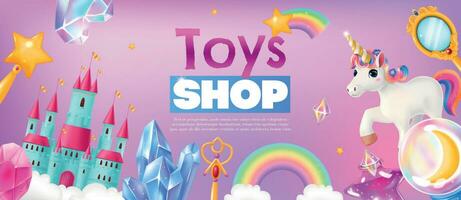 speelgoed winkel horizontaal poster vector