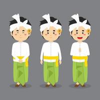 Bali Indonesisch karakter met verschillende uitdrukkingen vector