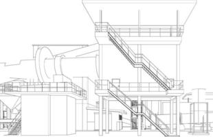 3d illustratie van industrieel gebouw vector