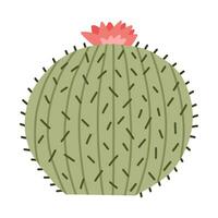 schattig hand- getrokken cactus van Mexico of wild west woestijn. vector gemakkelijk cactussen bloem met doornen in tekenfilm stijl. Mexicaans doornig exotisch fabriek geïsoleerd Aan wit achtergrond.