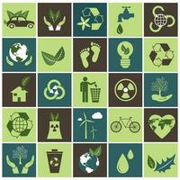 ecologie en milieu groen kleur icoon set. natuur en hernieuwbaar energie pictogrammen. eco vriendelijk pictogrammen. vlak vector teken verzameling.