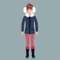 aantrekkelijk Aziatisch dame in winter kleding. vlak vector illustratie.