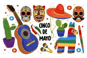 cinco de mayonaise. 5-de van kunnen, Mexicaans federaal vakantie. vector reeks geïsoleerd Aan wit achtergrond