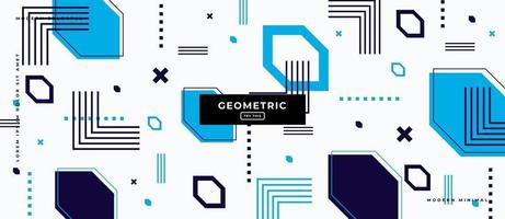 blauwe Memphis stijl geometrische vormen op witte achtergrond. vector