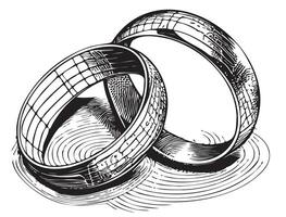 bruiloft ringen edelsteen schetsen hand- getrokken in tekening stijl vector illustratie
