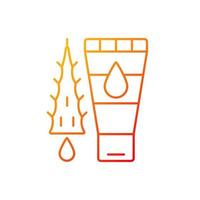 met behulp van hydraterende lotion verloop lineaire vector pictogram. gel met aloë vera-olie voor de behandeling van zonnebrand. dunne lijn kleur symbolen. moderne stijlpictogram. vector geïsoleerde overzichtstekening