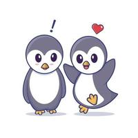 pinguïn. paar pinguïn verliefd vector pictogram illustratie. platte cartoonstijl geschikt voor webbestemmingspagina, banner, sticker, achtergrond