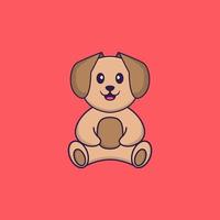 schattige hond zit. dierlijk beeldverhaalconcept geïsoleerd. kan worden gebruikt voor t-shirt, wenskaart, uitnodigingskaart of mascotte. platte cartoonstijl vector