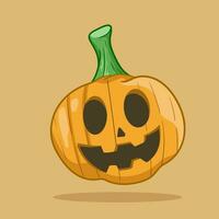 karakter schattig van halloween pompoen herfst symbool. vlak ontwerp. halloween eng pompoen met glimlach, gelukkig gezicht. oranje squash silhouet geïsoleerd Aan achtergrond vector