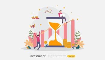 bedrijfsinvesteringsconcept. rendement op investering grafische grafiek. financiële groei oplopend tot succes. webbestemmingspaginasjabloon, banner, presentatie, sociale en gedrukte media. vector illustratie