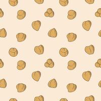 kikkererwten naadloos patroon herhalen achtergrond met peulvruchten. hand- getrokken kikkererwten, decoratief vector ornament voor verpakking ontwerp, label, afdrukken, sjabloon, inpakken. gezond voedsel, eiwit, erwt oogst