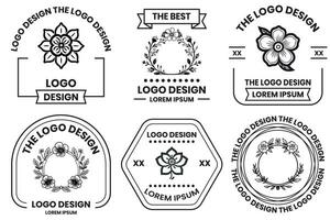 bloem en boeket logo in vlak lijn kunst stijl vector