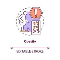 obesitas concept icoon. te veel vet in het menselijk lichaam. problemen met overgewicht. bloedvat knijpen abstracte idee dunne lijn illustratie. vector geïsoleerde omtrek kleur tekening. bewerkbare streek