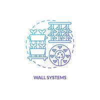 2d helling muur systemen icoon vertegenwoordigen verticaal landbouw en hydrocultuur concept, geïsoleerd vector, dun lijn illustratie. vector