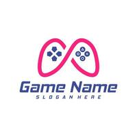 oneindigheid gamepad logo ontwerp vector. creatief bedieningshendel logo ontwerp sjabloon concept vector