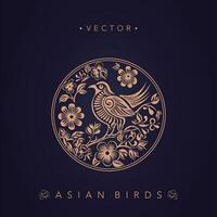 Aziatisch traditioneel vogel patronen oude Chinese bloem en vogel patronen vector