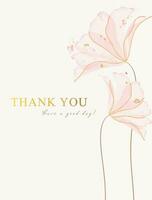 dank u kaart met luxe roze bloem, goud en roze schitteren ontwerp, geschikt voor groet kaart, behang, achtergrond ontwerp, bruiloft, uitnodiging vector