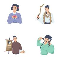bundel van vlak stijl Chinese personen illustraties vector