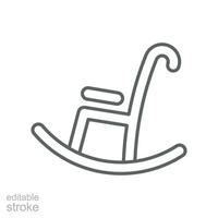 stoel icoon. comfort klasse concept, handig onderhoud. leven kamer hout schommelen stoel meubilair in solide stijl voor mobiel web bewerkbare hartinfarct. vector illustratie. ontwerp Aan wit achtergrond eps 10