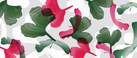 abstracte kunst tropische bladeren achtergrond vector. behangontwerp met aquarelkunsttextuur van palmbladeren, junglebladeren, monsterablad, exotisch botanisch bloemenpatroon. vector