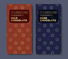 vector reeks van chocola bar pakket ontwerp met gouden patroon.