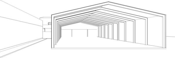 3d illustratie van industrieel gebouw vector