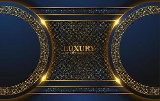 luxe abstracte, 3D-achtergrond met donkerblauwe papierlagen. elegante decoratie, geometrische vectorvorm, gouden glinsterende, glitter goud, sprankelende achtergrond. grafisch ontwerpelement. vector