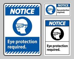 kennisgeving teken oogbescherming vereist op witte achtergrond vector