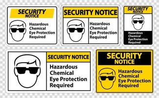 veiligheidsmededeling gevaarlijke chemische oogbescherming vereist symbool teken isoleren op transparante achtergrond, vectorillustratie vector