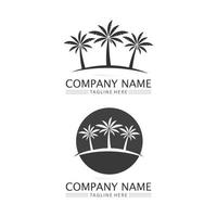 palmboom zomer logo sjabloon caribbean zonsondergang strand en oceaangolf tropisch vector