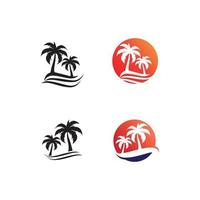 palmboom zomer logo sjabloon strand en oceaan logo ontwerp en golf vector