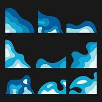 abstract blauw papier besnoeiing golvend vormen set. verzameling van papercut golven voor banier, omslag, bedrijf presentaties, folder, poster. vector illustratie