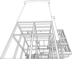 3d illustratie van industrieel gebouw vector