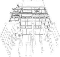 3d illustratie van industrieel gebouw vector