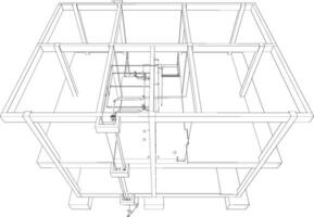 3d illustratie van gebouw en bouw vector