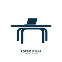 illustratie modern abstract tafel logo ontwerp vector icoon met laptop