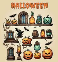 halloween verzameling spookachtig vector illustraties 13