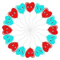 een ronde krans van lachende ballonnen cartoon blauw en rood. op een witte achtergrond vector