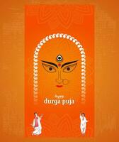 gelukkig durga puja illustraties. durga gezicht. subh navratri ,godin maa durga gezicht , poster, sociaal media na, en folder reclame, durga puja.blij durga poeja, festival, achtergrond, sjabloon, vector