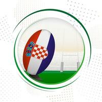 vlag van Kroatië Aan rugby bal. ronde rugby icoon met vlag van Kroatië. vector