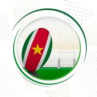 vlag van Suriname Aan rugby bal. ronde rugby icoon met vlag van surinaams. vector