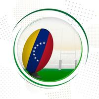 vlag van Venezuela Aan rugby bal. ronde rugby icoon met vlag van Venezuela. vector