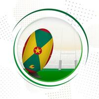 vlag van Grenada Aan rugby bal. ronde rugby icoon met vlag van grenen. vector
