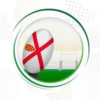 vlag van Jersey Aan rugby bal. ronde rugby icoon met vlag van Jersey. vector