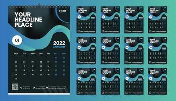 gratis wandkalender 2022 sjabloonontwerp met vector. planner dagboek met plaats voor foto. vector