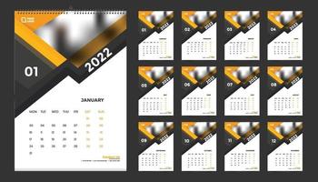 gratis wandkalender 2022 sjabloonontwerp met vector. planner dagboek met plaats voor foto. vector