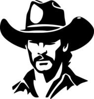 cowboy - zwart en wit geïsoleerd icoon - vector illustratie