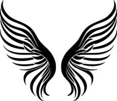 engel Vleugels - zwart en wit geïsoleerd icoon - vector illustratie