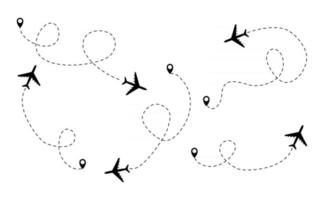vliegtuig gestippelde route lijn de manier waarop vliegtuig. vliegen met een stippellijn vanaf het startpunt en langs het pad gratis vector
