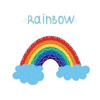 kleurrijke regenboog met wolken geïsoleerd op een witte achtergrond afdrukbare poster voor kids.vector illustration vector